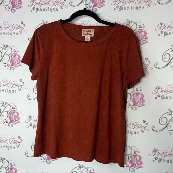 Madison & Berkeley tee tshirt orange burnt color Rust Top soft comfy - Picture 2 of 4